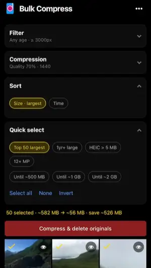 Bulk Compress screen